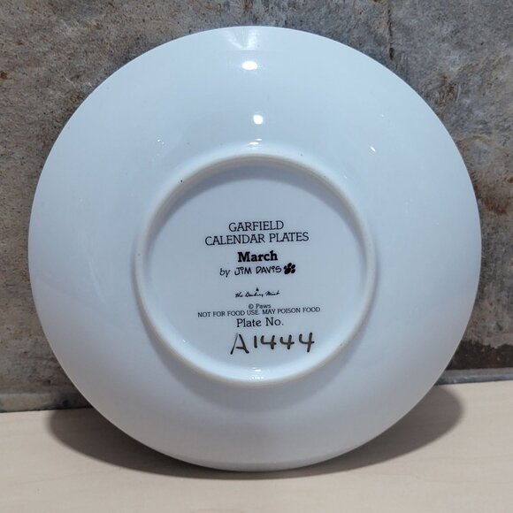 Garfield Calendar March Plate Jim Davis Plate No A 1444 Danbury Mint - Picture 4 of 14